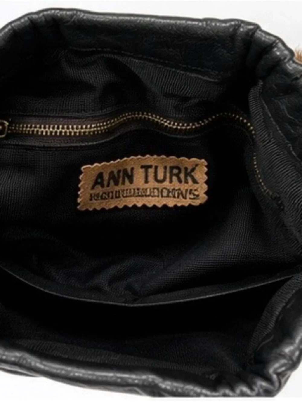 Vintage Ann Turk Black Leather Crossbody Bag Boho Safari Statement Exotic RARE